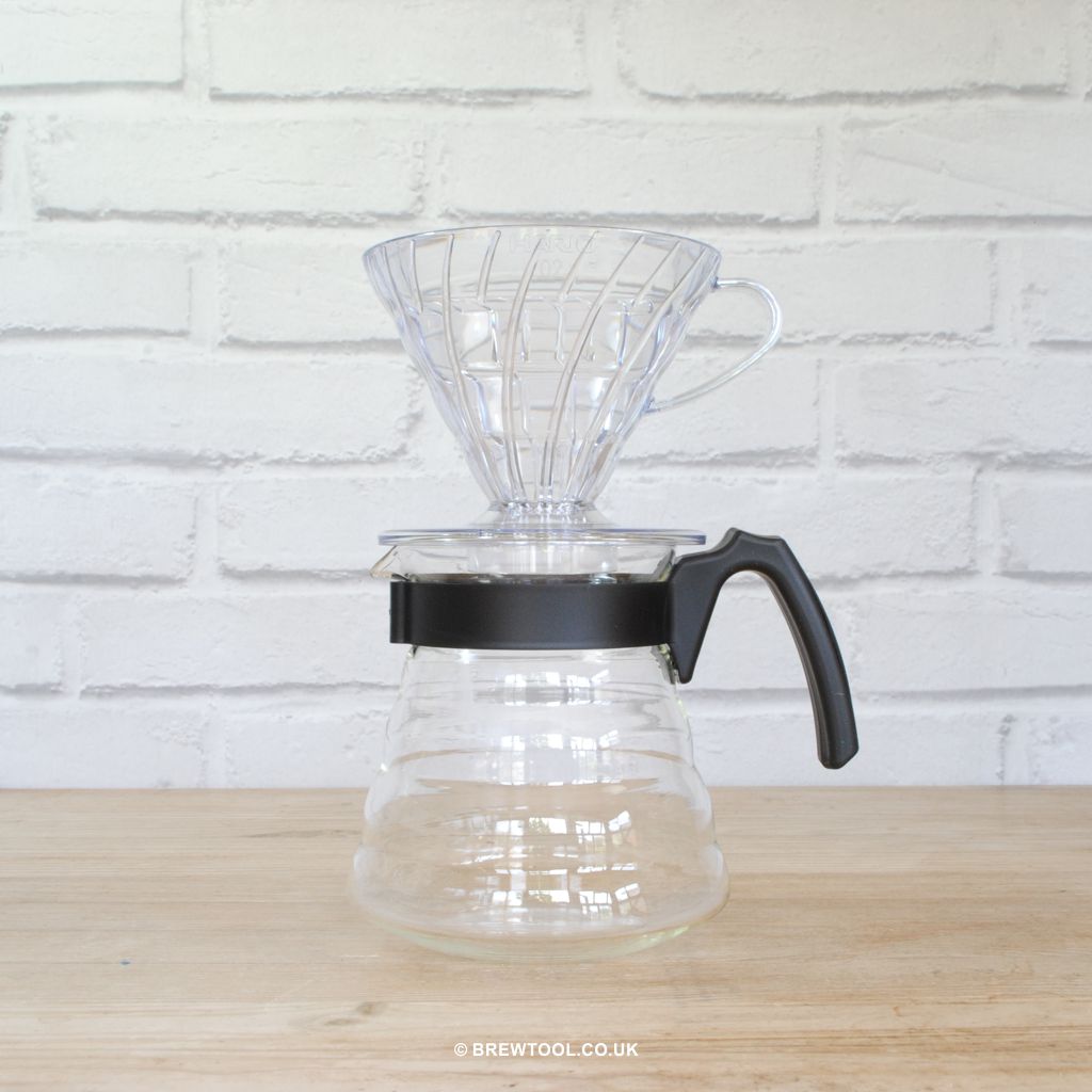 Hario Craft Coffee Kit with V60 and glass Server with plastic hand