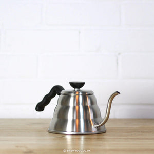 Hario V60 Buono Stovetop Kettle with Gooseneck Spout in Chrome Side Angle