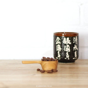 Kinto Coffee Measuring Spoon with Beans and Japanese Mug